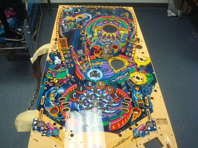 77
 The second coat of clear is applied.I normally limit it to that but with this playfield there will need to be one more sess