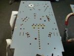 32
 Template has been used on the underside to  predrill the new playfield.