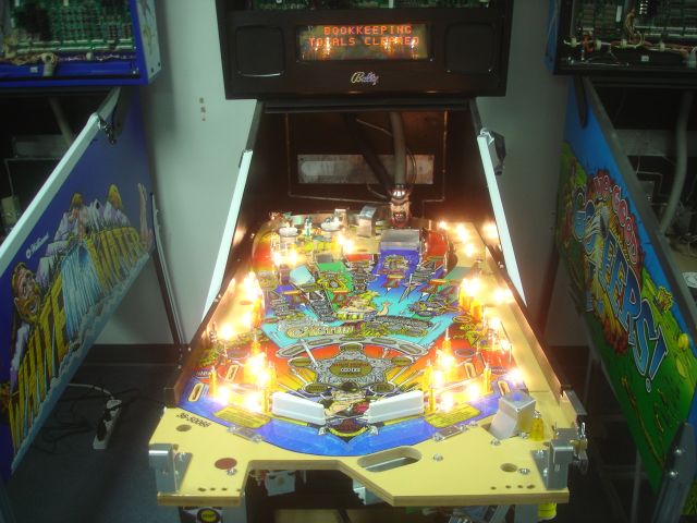83
 Playfield is back in the cabinet.The DMD panel has been stripped cleaned and rebuilt with new clear lense.The game is power