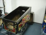 14
Playfield is out of the cabinet and the cabinet is ready to begin the repair process.
