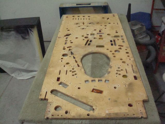166
 Playfield is ready to detil and begin the rebuild process.First off will be sanding the bottom and cleaning all the insert