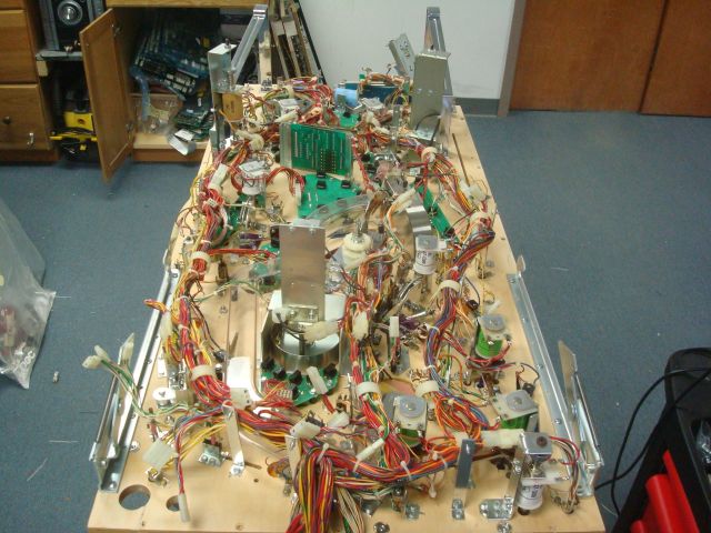 42
Playfield is wired to a point that it is now ready to go back in the cabinet.