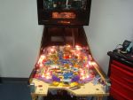 44
Playfield in the cabinet powered up for testing.
