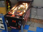 153
 Playfield is back in the cabinet and powered on for testing.