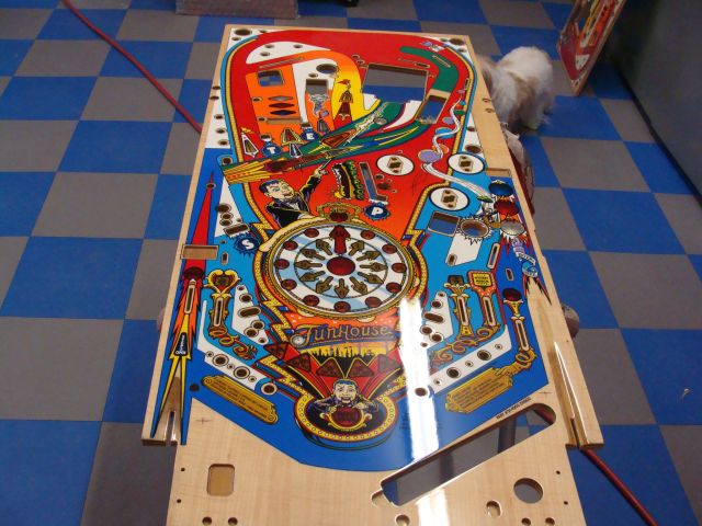 14
 New playfield.
 Needs tp be drilled and dimpled prior to  clearing.