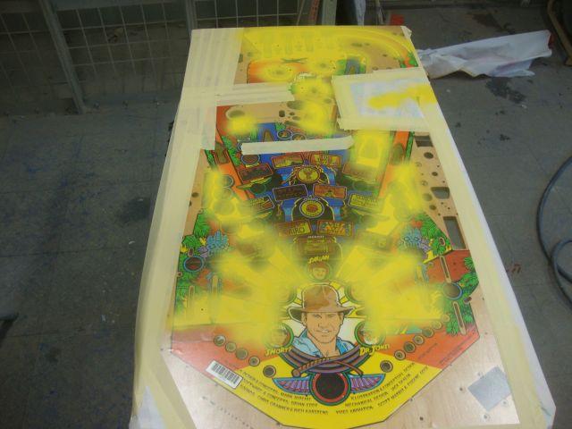 38
 All the yellow is now masked and repainted to eliminate all those cuts and gouges as well as working into the fades.
 The 