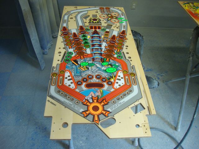 9
 Playfield is  prepped and ready for  the repaint and  clearcoat.
