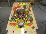 67
Playfield has cured overnight.After a couple more days I will sand it  down and  begin the final tweaks and  repaints.