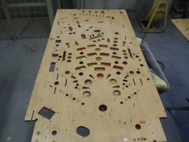 63
Playfield is ready to prep for the final clear.First off though I am going to get the underside  sanded clean so I won't hav