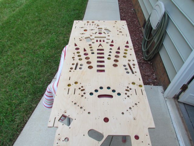 73
Playfield is  finished.Underside sanded clean.