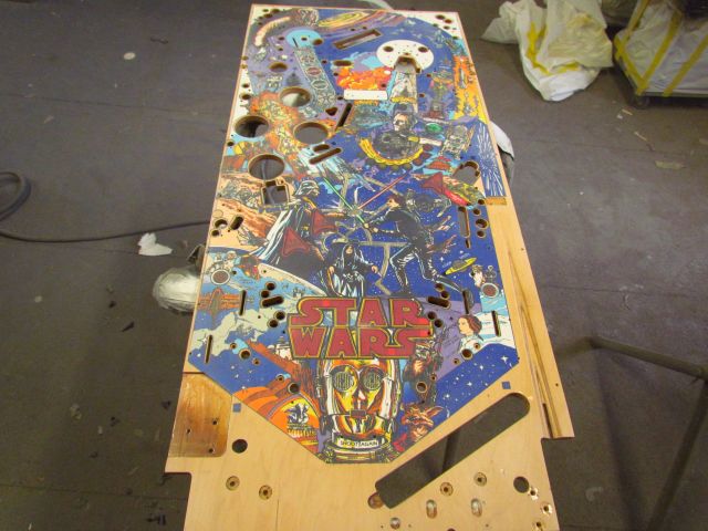 28
Playfield is  carefully sanded due to the  numerous raised inserts a lot of caution has to be used.Even that is no guarantee