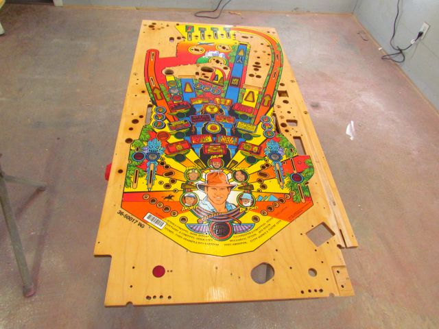 1
Playfield as it arrived.Being prepped for the initial repairs and clear application.