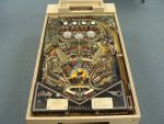 16
  Playfield  gets a quick test fit in replacement lower cabinet to ensure fit before the repaint begins.