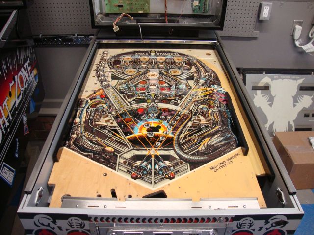 161
 Playfield is  set back in the cab  briefly for test fitting.I  need to make sure everything is level  etc before populatin