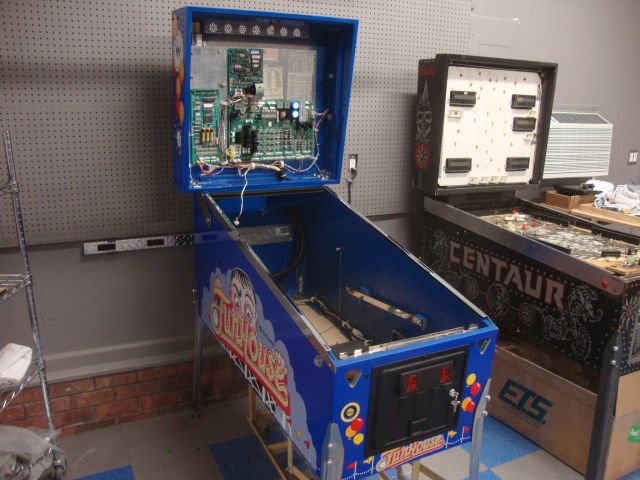 73
Cabinet is back on legs and finished waiting for the playfield.