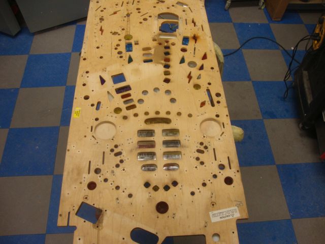 47
 This is how the underside should look in terms of hole locations.This is another TOM playfield that I will use to template 