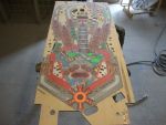 36
Moving onto the playfield .This replacement playfield is from the latest run.It is being sanded.