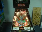 96
 Playfield is  in the cabinet and powered up for testing.