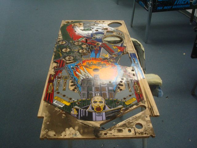 15
Playfield is out of the cabinet and almost stipped complete.
