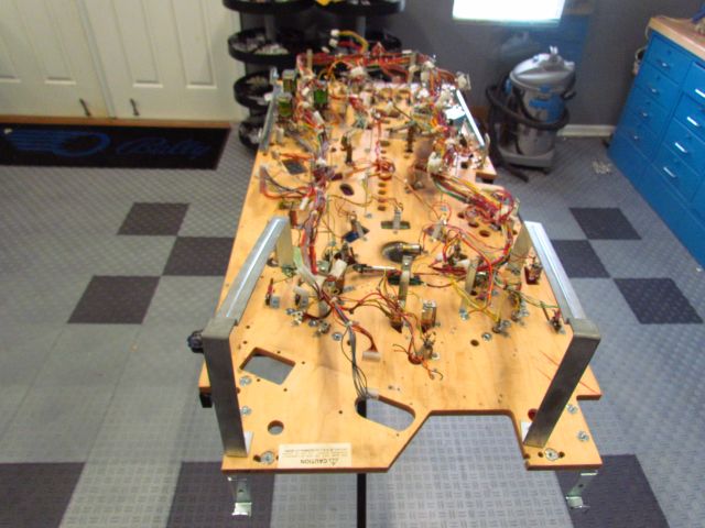 57
Playfield is out of the cabinet still have some more  parts to  remove.
