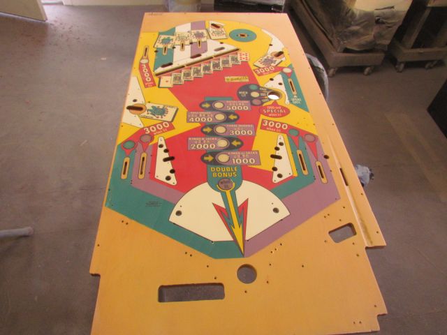 119
Playfield sanded and  ready for  more  repainting.