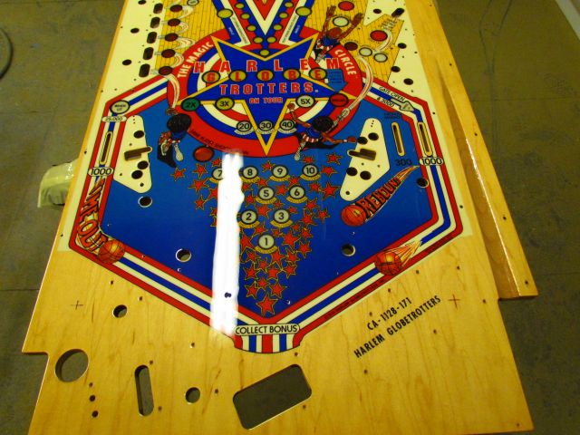 73
Playfield is prepped and the first clear is applied.It is wet and  applied very heavy for the first session  since most  wil