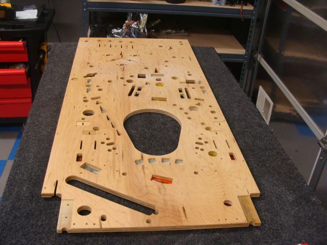 54
 the replacement playfield has been sanded polished and prepped for rebuild.