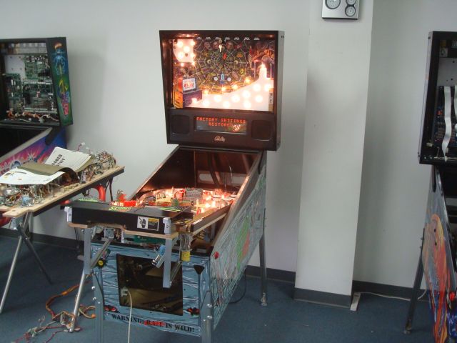 48
 Cabinet rebuild nearly complete(waiting on the coin door) and the playfield has been dropped back in and powered up for tes